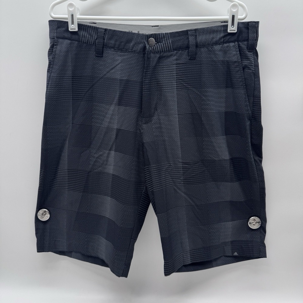 adidas Ultimate365 Men's Black Gray Dot Plaid Performance Golf Shorts Size 34